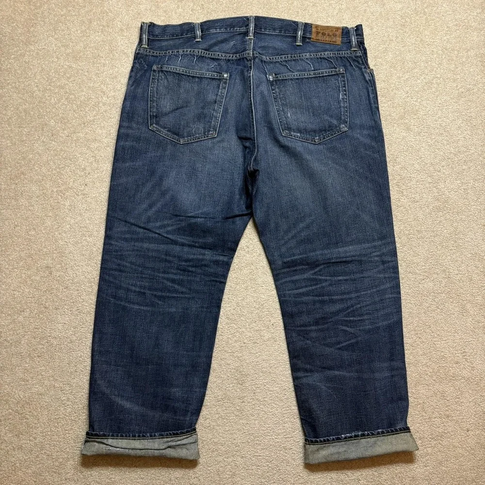 Polo Ralph Lauren Selvedge Denim Jeans Mens 44Bx30 Big Tall Straight Whiskers